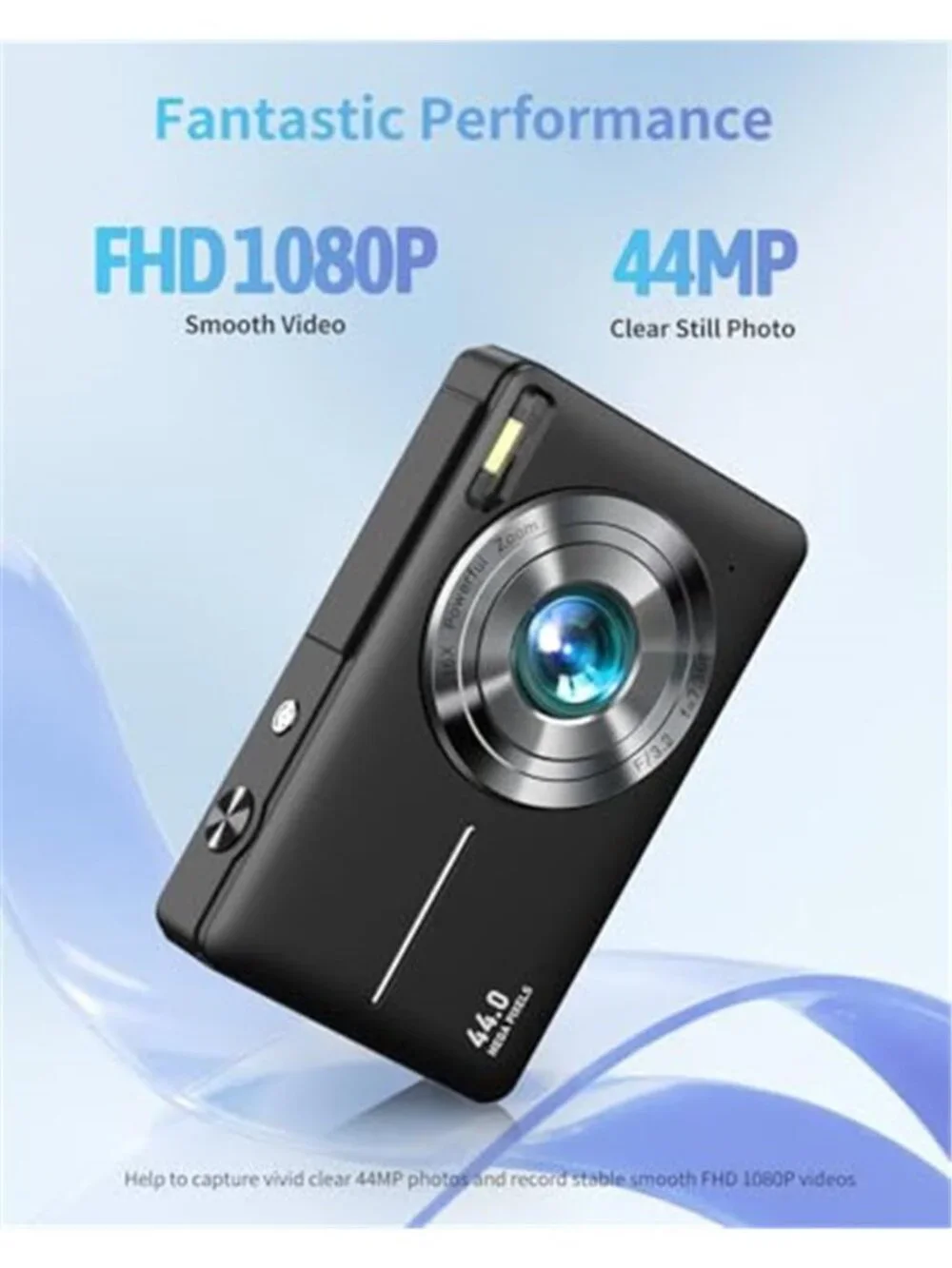 Digital Camera FHD 1080P Point and Shoot Camera with 16X Zoom Anti Shake 32GB